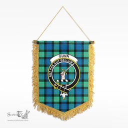 ScotsTee Shop Scottish Gunn Ancient Clan Crest Tartan Gonfalon Scottish Wall Hanging Banner
