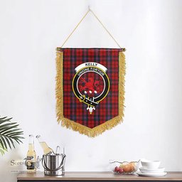 ScotsTee Shop Scottish Kelly of Sleat Red Clan Crest Tartan Gonfalon Scottish Wall Hanging Banner