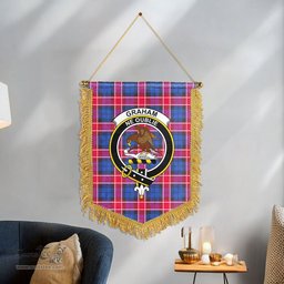 ScotsTee Shop Scottish Graham of Menteith Red Clan Crest Tartan Gonfalon Scottish Wall Hanging Banner