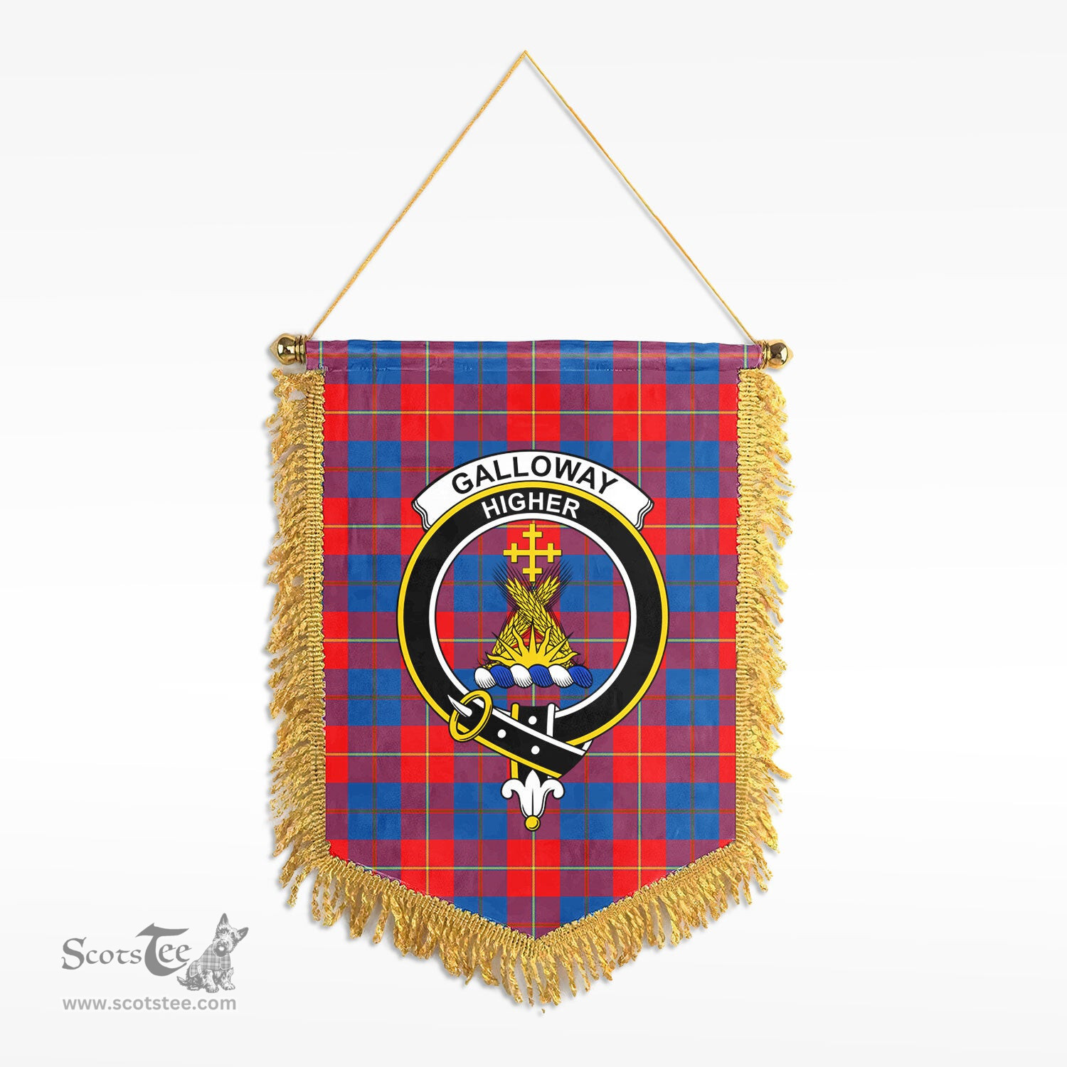 ScotsTee Shop Scottish Galloway Red Clan Crest Tartan Gonfalon Scottish Wall Hanging Banner
