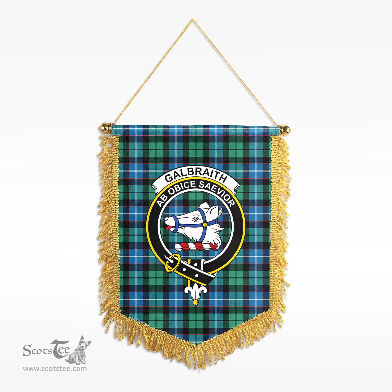 ScotsTee Shop Scottish Galbraith Ancient Clan Crest Tartan Gonfalon Scottish Wall Hanging Banner