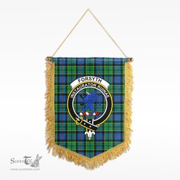 ScotsTee Shop Scottish Forsyth Ancient Clan Crest Tartan Gonfalon Scottish Wall Hanging Banner