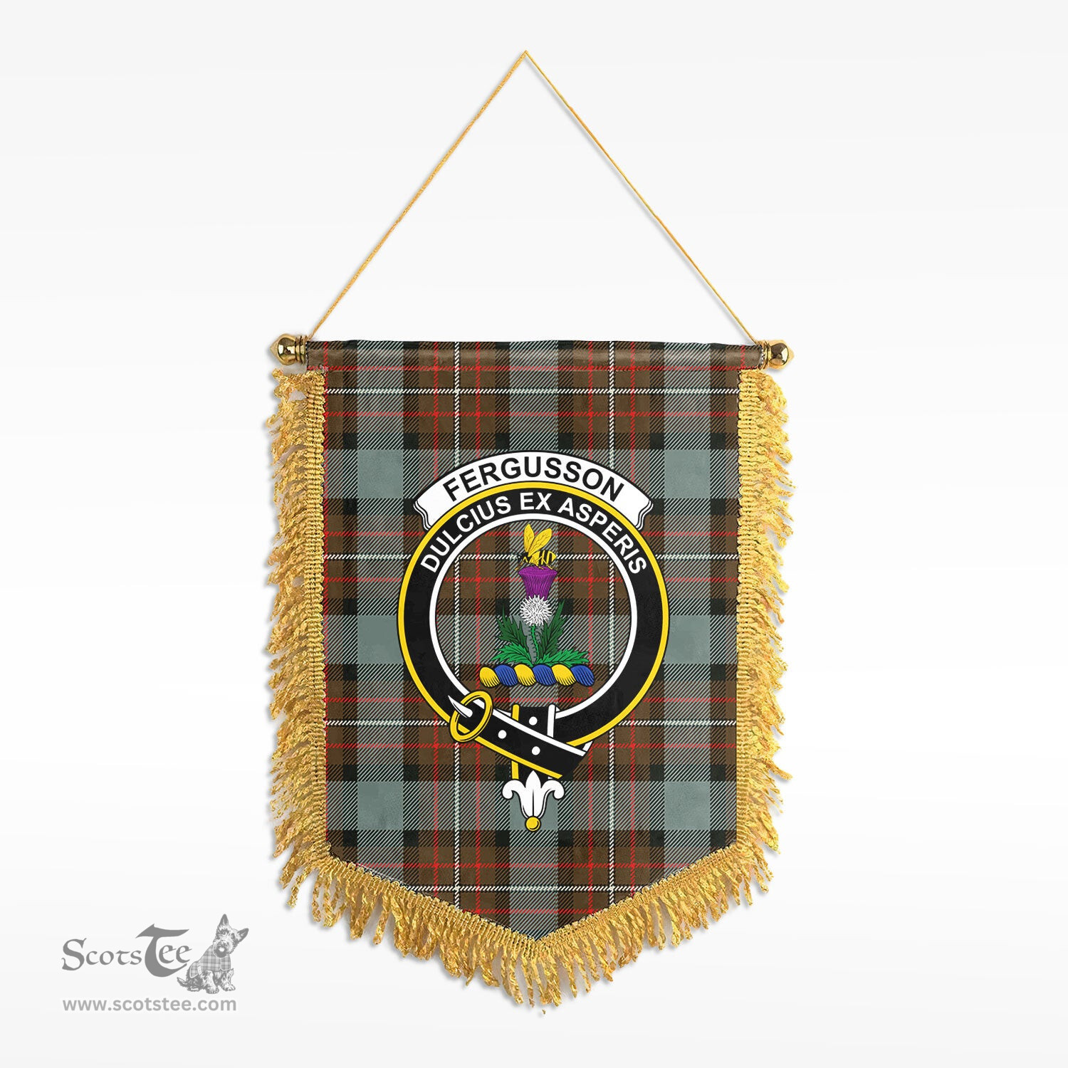 ScotsTee Shop Scottish Fergusson Weathered Clan Crest Tartan Gonfalon Scottish Wall Hanging Banner