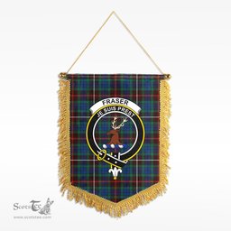 ScotsTee Shop Scottish Fraser (of Lovat) Hunting Ancient Clan Crest Tartan Gonfalon Scottish Wall Hanging Banner