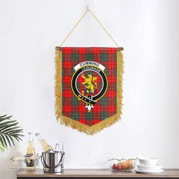 ScotsTee Shop Scottish Cumming Modern Clan Crest Tartan Gonfalon Scottish Wall Hanging Banner