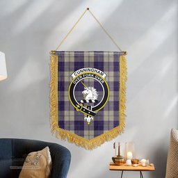 ScotsTee Shop Scottish Cunningham Dress Blue Dancers Clan Crest Tartan Gonfalon Scottish Wall Hanging Banner