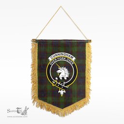 ScotsTee Shop Scottish Cunningham Hunting Modern Clan Crest Tartan Gonfalon Scottish Wall Hanging Banner