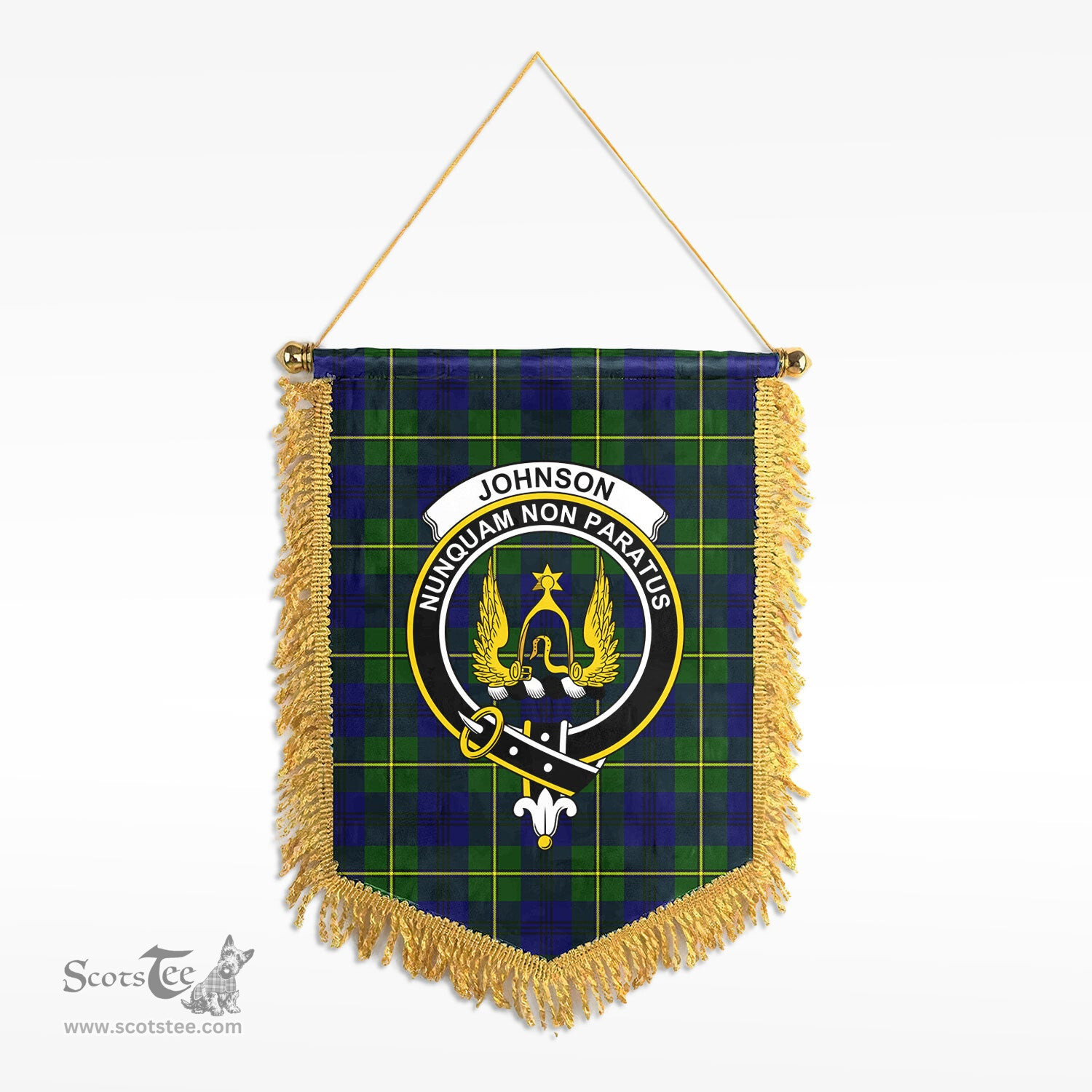 ScotsTee Shop Scottish Johnson Modern Clan Crest Tartan Gonfalon Scottish Wall Hanging Banner