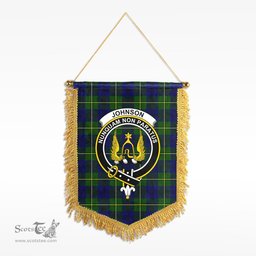 ScotsTee Shop Scottish Johnson Modern Clan Crest Tartan Gonfalon Scottish Wall Hanging Banner