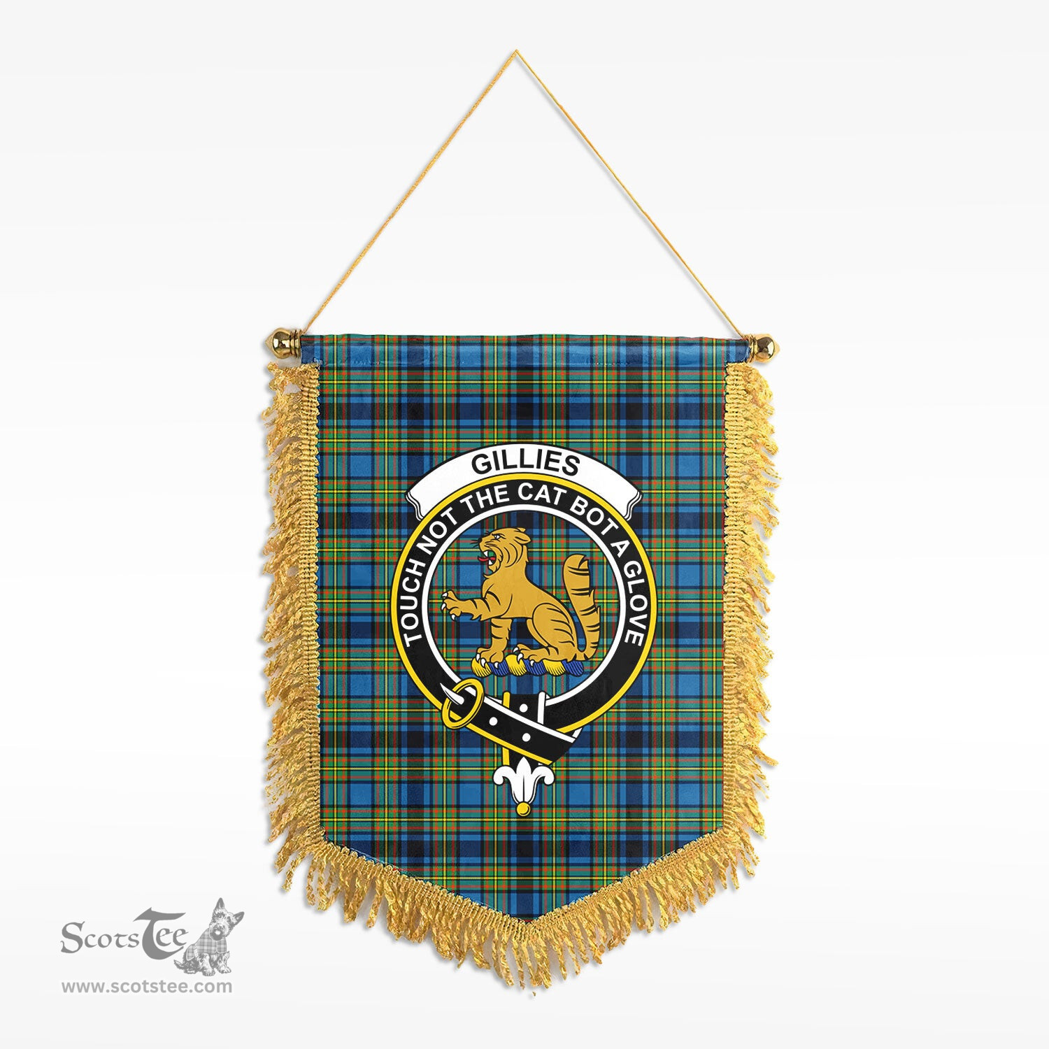 ScotsTee Shop Scottish Gillies Ancient Clan Crest Tartan Gonfalon Scottish Wall Hanging Banner