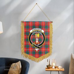 ScotsTee Shop Scottish Chisholm Ancient Clan Crest Tartan Gonfalon Scottish Wall Hanging Banner