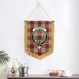 ScotsTee Shop Scottish Davidson Dress Dancers Clan Crest Tartan Gonfalon Scottish Wall Hanging Banner