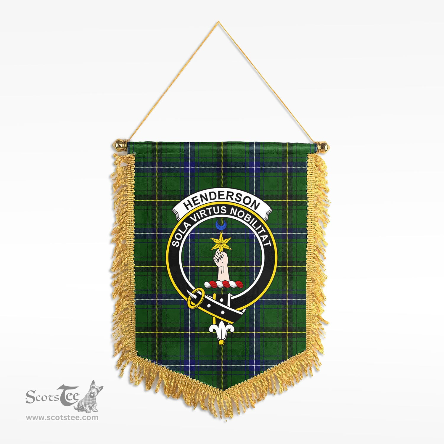 ScotsTee Shop Scottish Henderson Modern Clan Crest Tartan Gonfalon Scottish Wall Hanging Banner