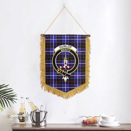 ScotsTee Shop Scottish Dunlop Modern Clan Crest Tartan Gonfalon Scottish Wall Hanging Banner
