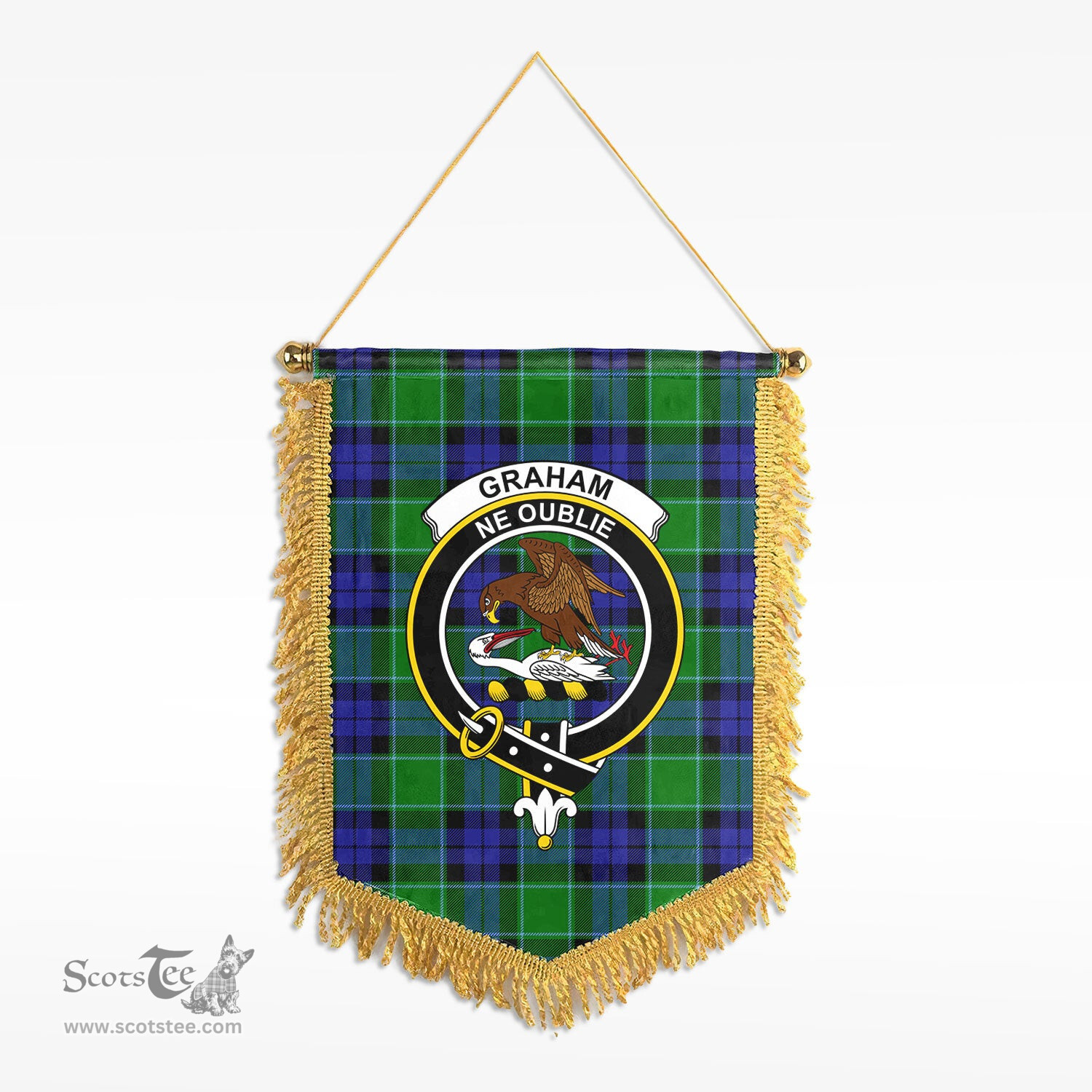 ScotsTee Shop Scottish Graham of Menteith Modern Clan Crest Tartan Gonfalon Scottish Wall Hanging Banner