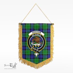 ScotsTee Shop Scottish Graham of Menteith Modern Clan Crest Tartan Gonfalon Scottish Wall Hanging Banner