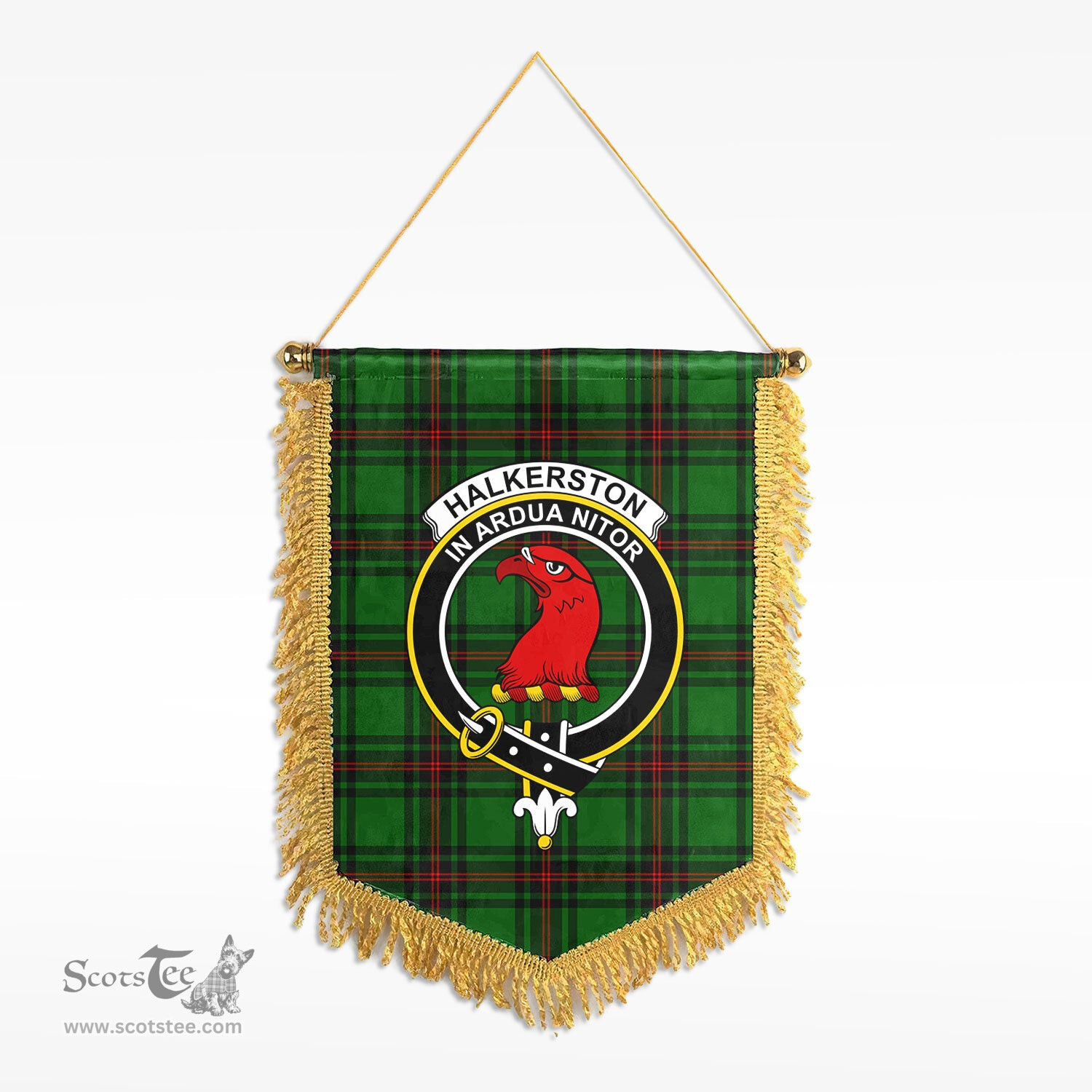 ScotsTee Shop Scottish Halkerston Clan Crest Tartan Gonfalon Scottish Wall Hanging Banner