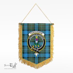 ScotsTee Shop Scottish Fergusson Ancient Clan Crest Tartan Gonfalon Scottish Wall Hanging Banner