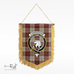 ScotsTee Shop Scottish Cunningham Burgundy Dancers Clan Crest Tartan Gonfalon Scottish Wall Hanging Banner