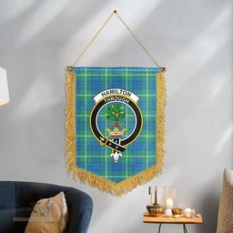 ScotsTee Shop Scottish Hamilton Hunting Ancient Clan Crest Tartan Gonfalon Scottish Wall Hanging Banner