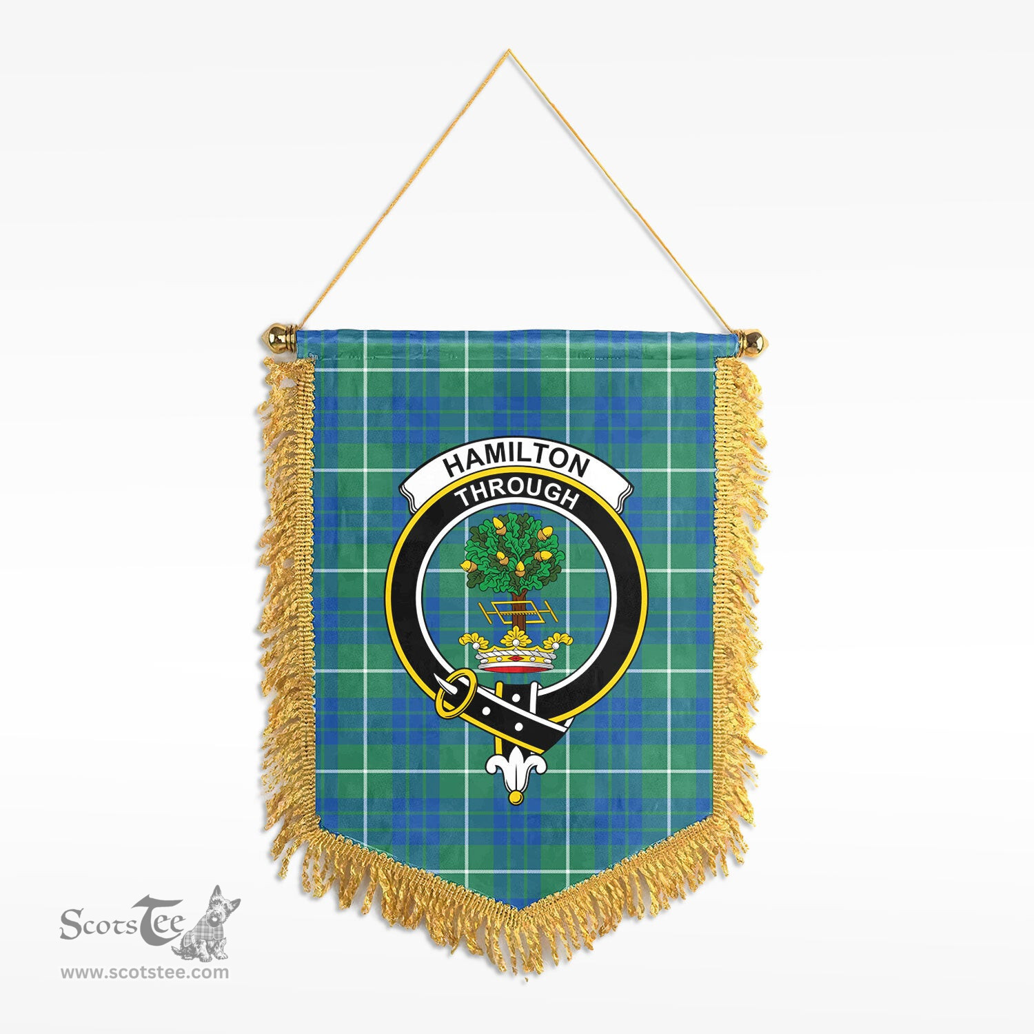ScotsTee Shop Scottish Hamilton Hunting Ancient Clan Crest Tartan Gonfalon Scottish Wall Hanging Banner