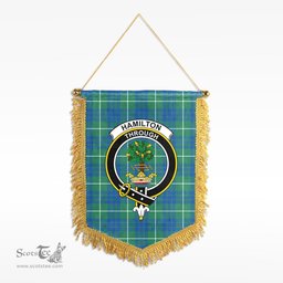 ScotsTee Shop Scottish Hamilton Hunting Ancient Clan Crest Tartan Gonfalon Scottish Wall Hanging Banner