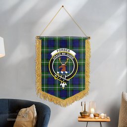 ScotsTee Shop Scottish Forbes Modern Clan Crest Tartan Gonfalon Scottish Wall Hanging Banner