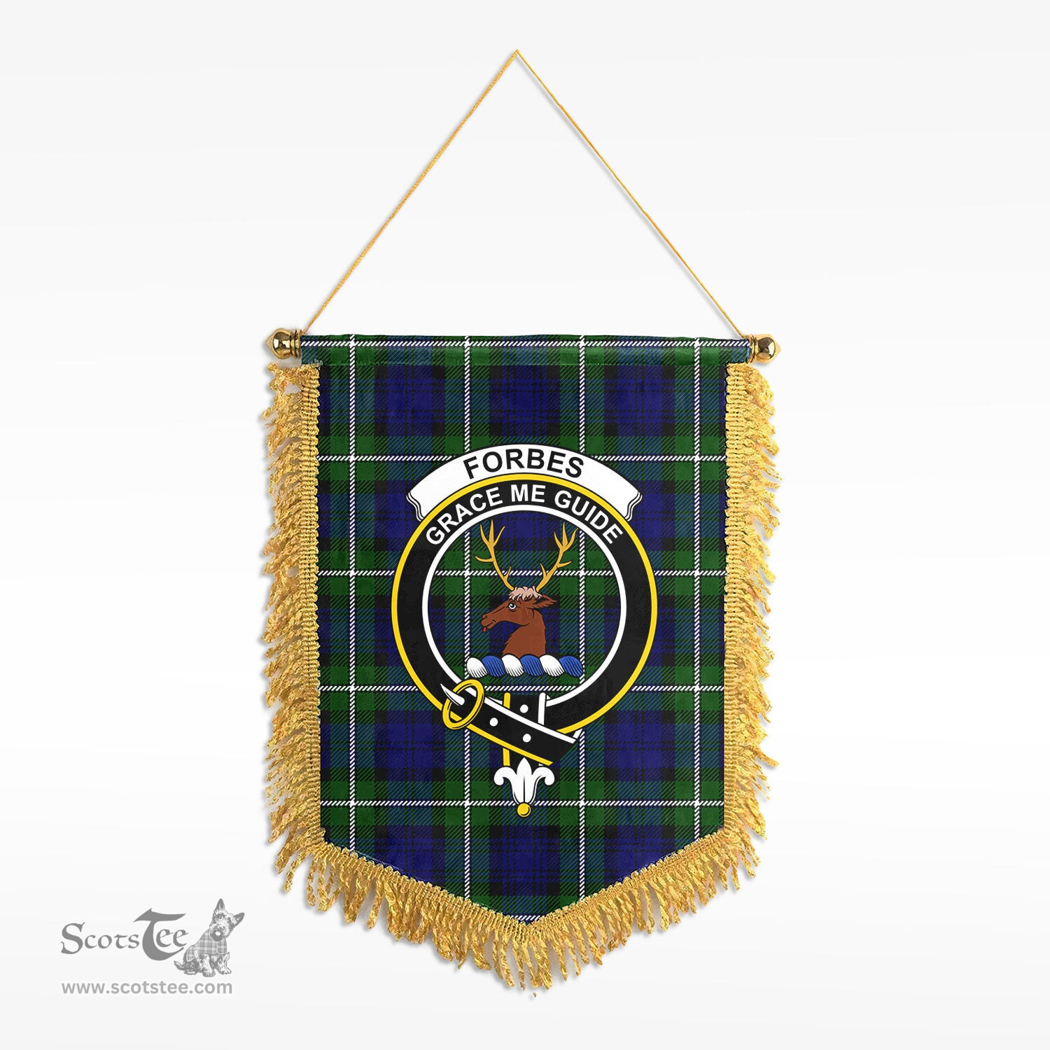 ScotsTee Shop Scottish Forbes Modern Clan Crest Tartan Gonfalon Scottish Wall Hanging Banner