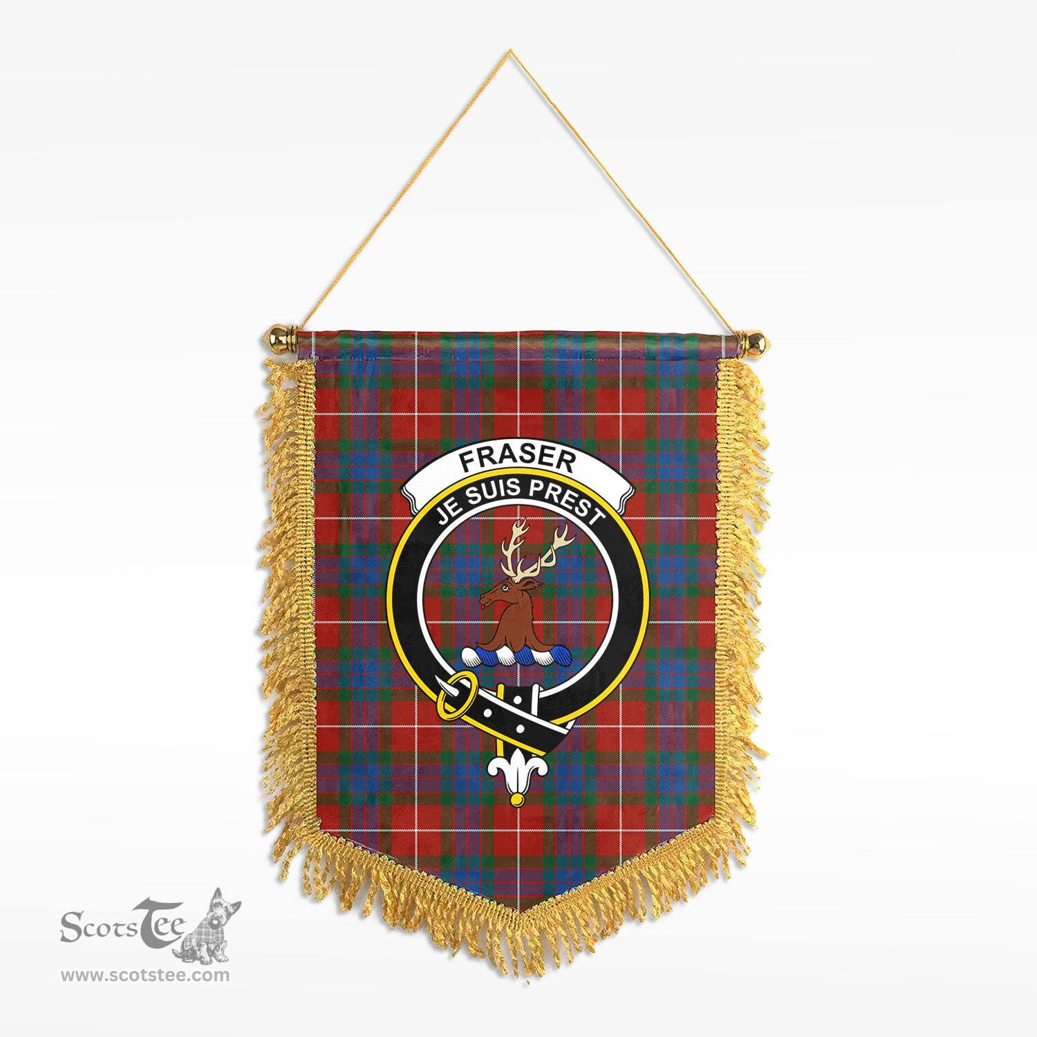 ScotsTee Shop Scottish Fraser (of Lovat) Ancient Clan Crest Tartan Gonfalon Scottish Wall Hanging Banner