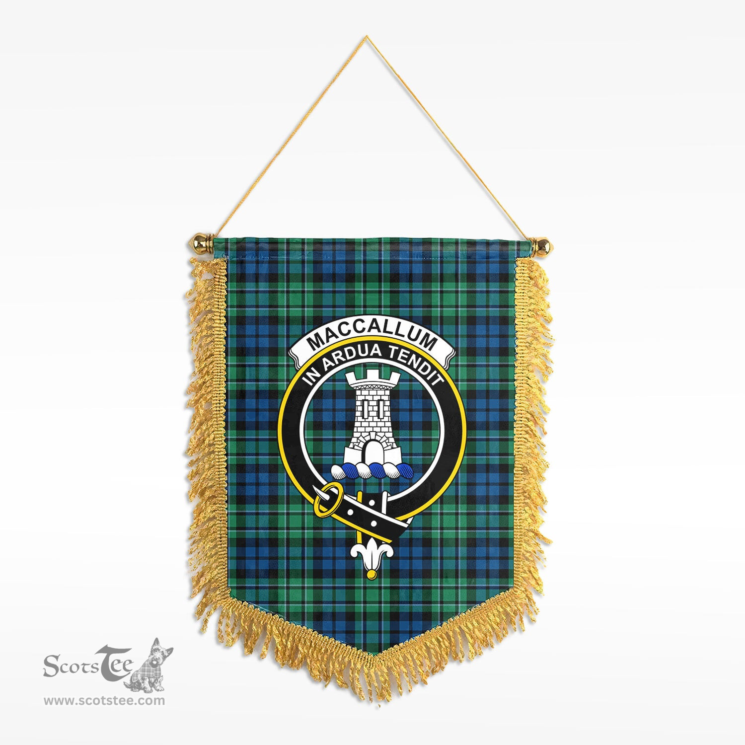 ScotsTee Shop Scottish MacCallum Ancient Clan Crest Tartan Gonfalon Scottish Wall Hanging Banner