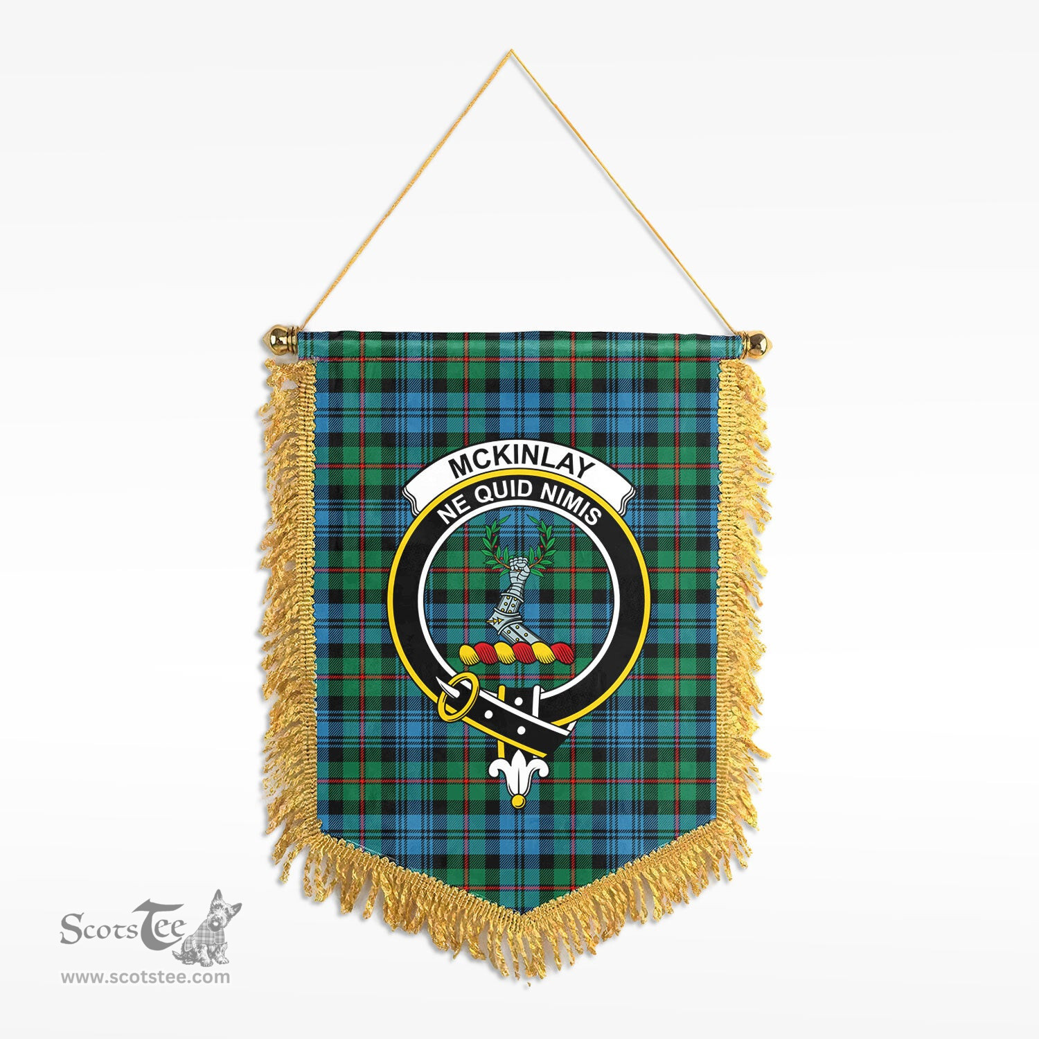 ScotsTee Shop Scottish McKinlay Ancient Clan Crest Tartan Gonfalon Scottish Wall Hanging Banner