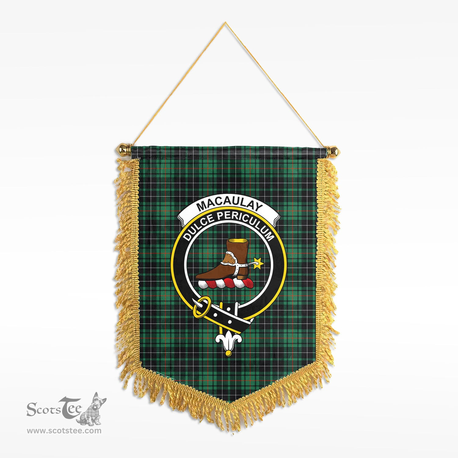 ScotsTee Shop Scottish MacAulay Hunting Ancient Clan Crest Tartan Gonfalon Scottish Wall Hanging Banner