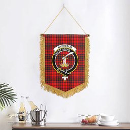 ScotsTee Shop Scottish Matheson Modern Clan Crest Tartan Gonfalon Scottish Wall Hanging Banner