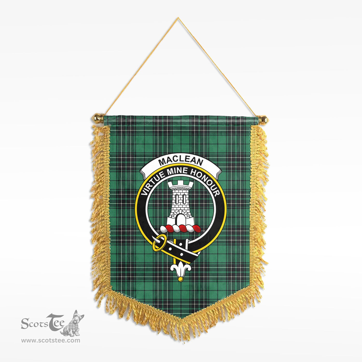 ScotsTee Shop Scottish MacLean Hunting Ancient Clan Crest Tartan Gonfalon Scottish Wall Hanging Banner