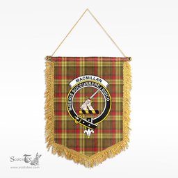 ScotsTee Shop Scottish MacMillan Old Weathered Clan Crest Tartan Gonfalon Scottish Wall Hanging Banner
