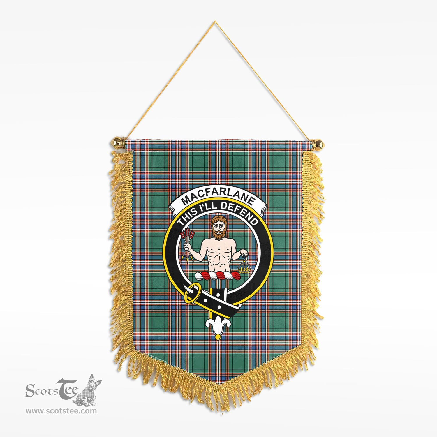 ScotsTee Shop Scottish MacFarlane Hunting Ancient Clan Crest Tartan Gonfalon Scottish Wall Hanging Banner