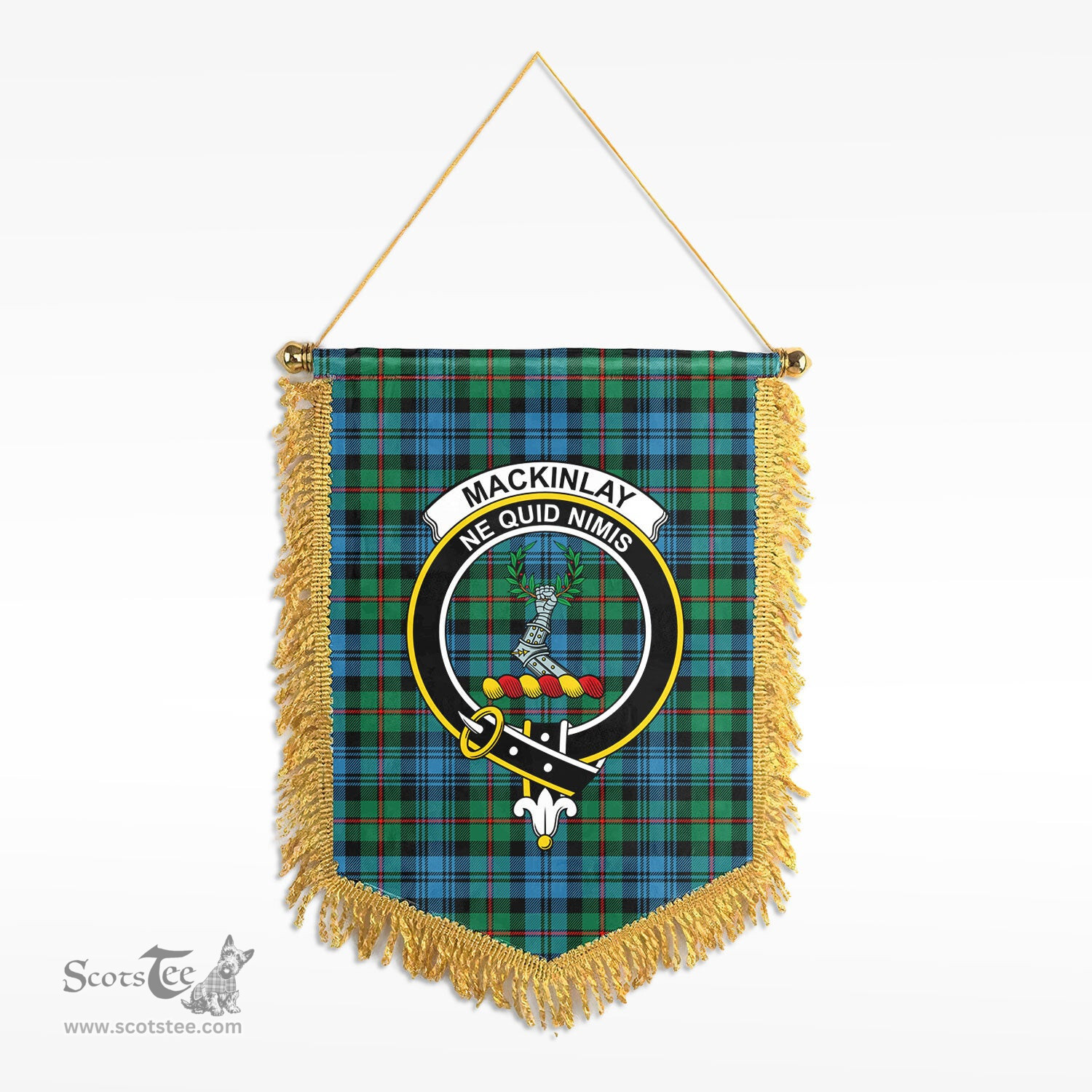 ScotsTee Shop Scottish MacKinlay Ancient Clan Crest Tartan Gonfalon Scottish Wall Hanging Banner