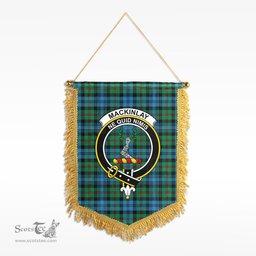 ScotsTee Shop Scottish MacKinlay Ancient Clan Crest Tartan Gonfalon Scottish Wall Hanging Banner