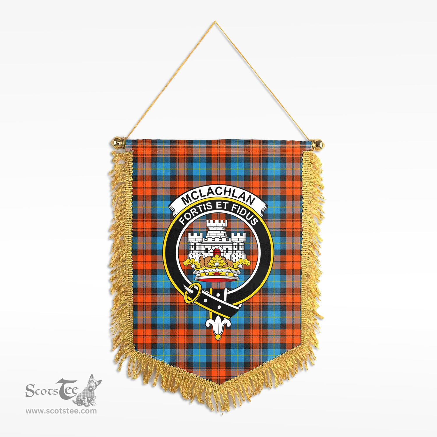 ScotsTee Shop Scottish McLachlan Ancient Clan Crest Tartan Gonfalon Scottish Wall Hanging Banner