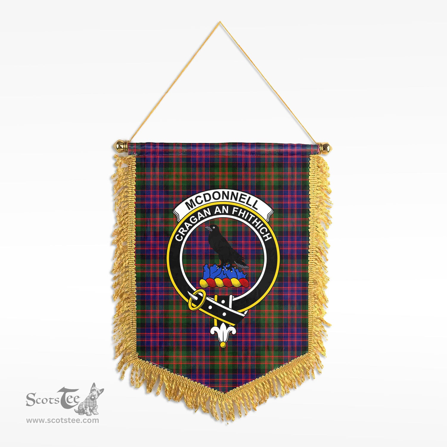 ScotsTee Shop Scottish McDonnell of Glengarry Modern Clan Crest Tartan Gonfalon Scottish Wall Hanging Banner