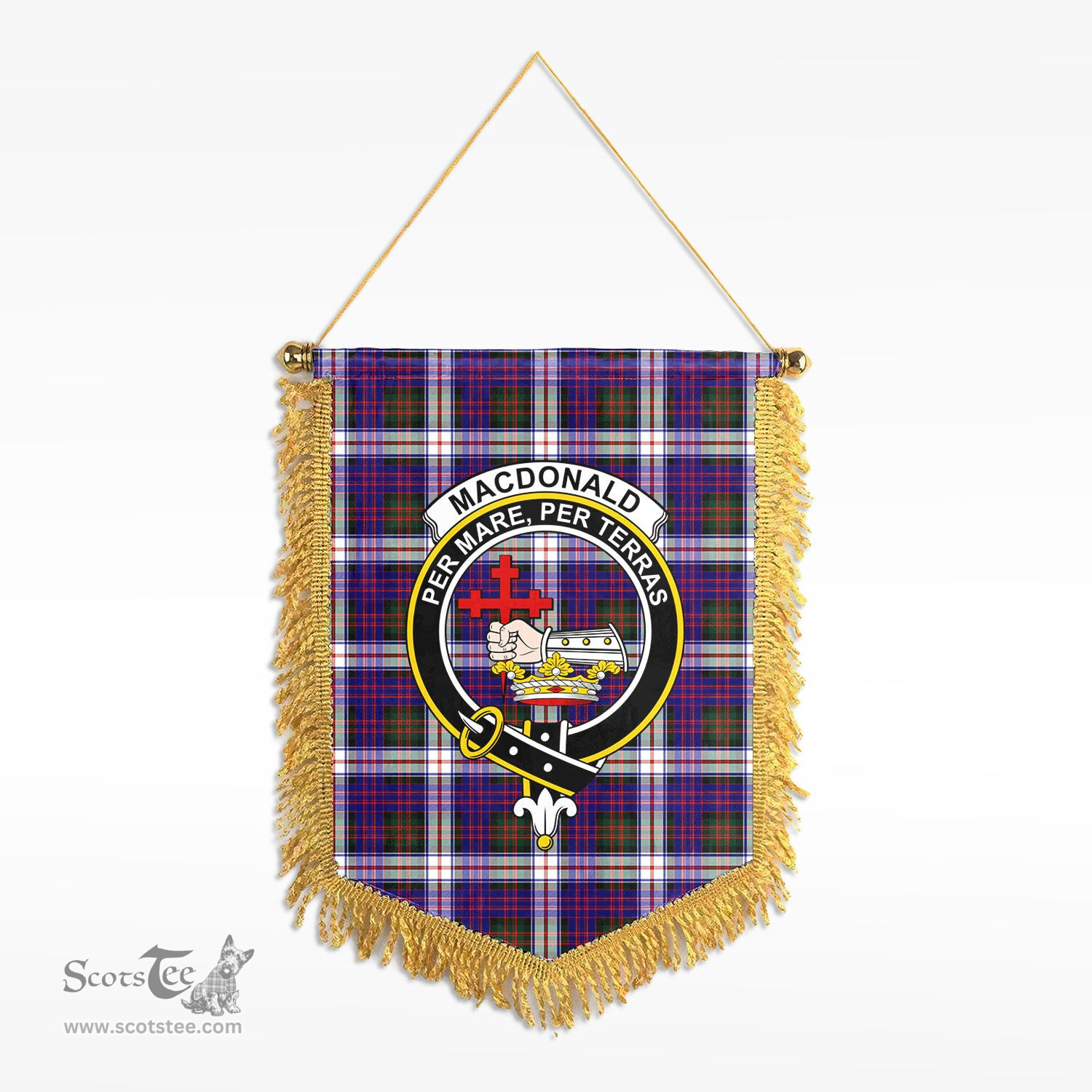 ScotsTee Shop Scottish MacDonald Dress Modern Clan Crest Tartan Gonfalon Scottish Wall Hanging Banner