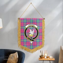 ScotsTee Shop Scottish Lindsay Ancient Clan Crest Tartan Gonfalon Scottish Wall Hanging Banner