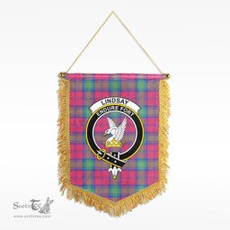 ScotsTee Shop Scottish Lindsay Ancient Clan Crest Tartan Gonfalon Scottish Wall Hanging Banner
