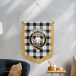 ScotsTee Shop Scottish McFarlane Black - White Clan Crest Tartan Gonfalon Scottish Wall Hanging Banner