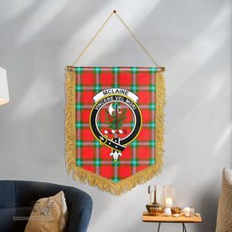 ScotsTee Shop Scottish McLaine of Loch Buie Clan Crest Tartan Gonfalon Scottish Wall Hanging Banner