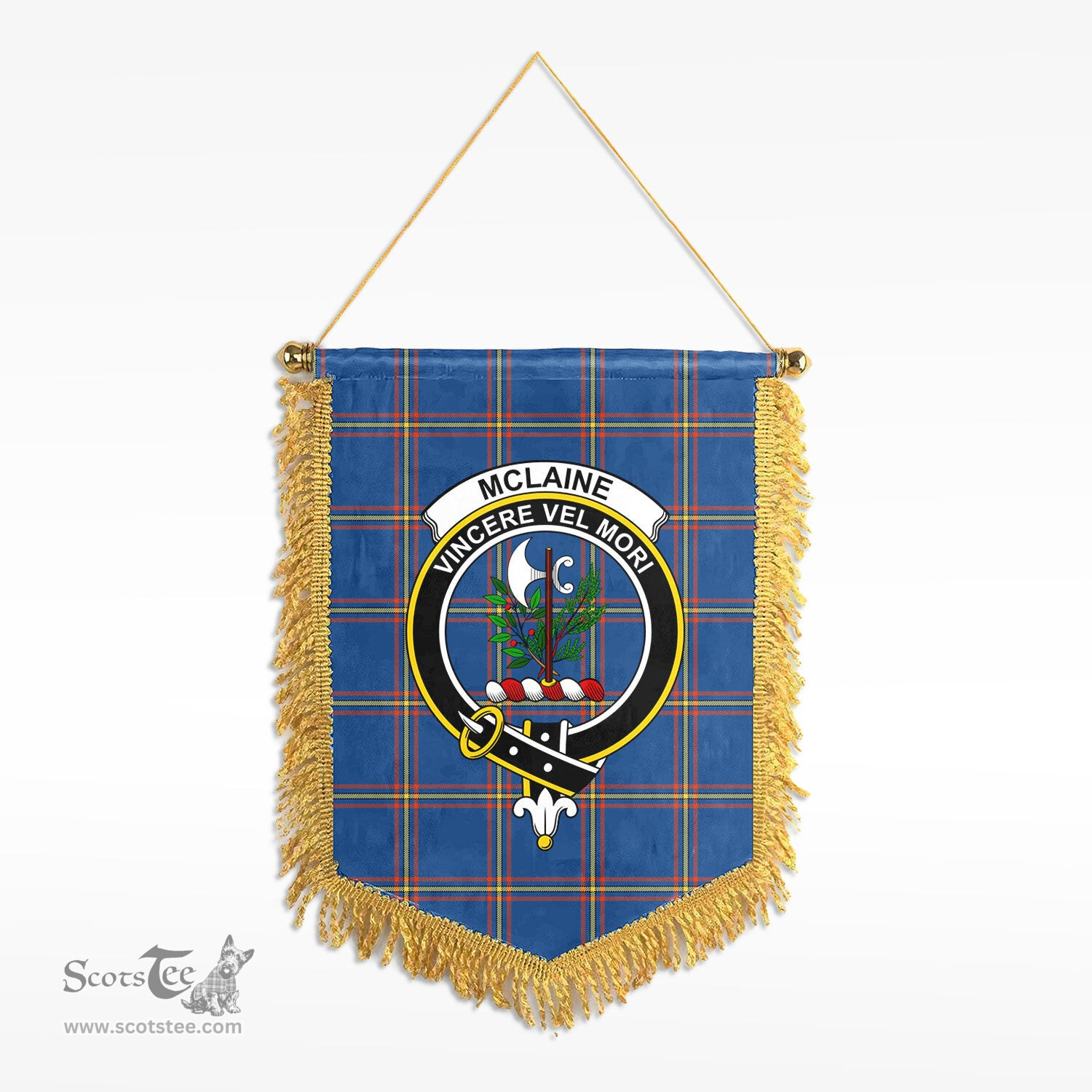 ScotsTee Shop Scottish McLaine of Loch Buie Hunting Ancient Clan Crest Tartan Gonfalon Scottish Wall Hanging Banner