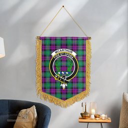 ScotsTee Shop Scottish McArthur – Milton Clan Crest Tartan Gonfalon Scottish Wall Hanging Banner
