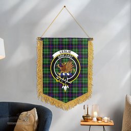 ScotsTee Shop Scottish Leslie Hunting Clan Crest Tartan Gonfalon Scottish Wall Hanging Banner