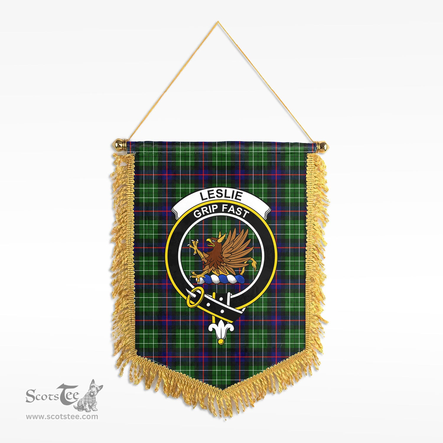 ScotsTee Shop Scottish Leslie Hunting Clan Crest Tartan Gonfalon Scottish Wall Hanging Banner