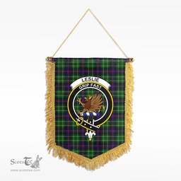 ScotsTee Shop Scottish Leslie Hunting Clan Crest Tartan Gonfalon Scottish Wall Hanging Banner